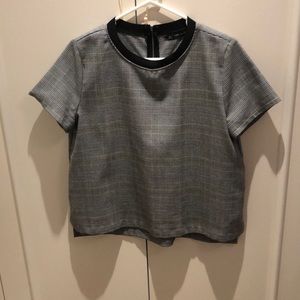 Zara houndstooth patterned tshirt blouse